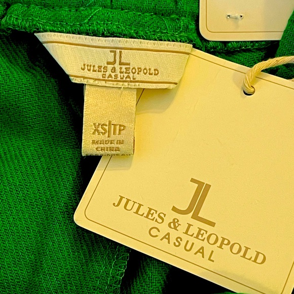 Jules & Leopold Womens Casual Shorts Green Stretch Waist Tie Closure Pockets, XS - Picture 7 of 7